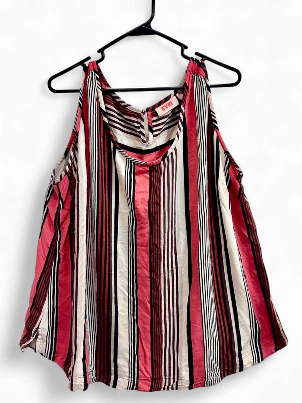 EVRI coral/black/cream striped tank top